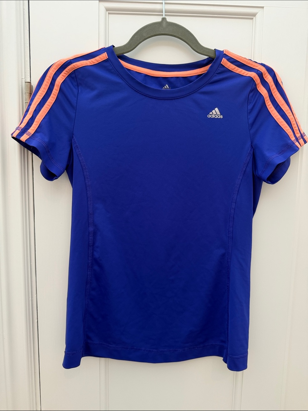 adidas Royal Blue Tee with Coral Stripe Accents